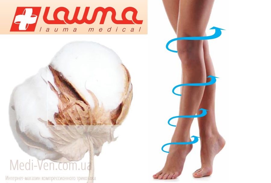 60% ХЛОПОК компрессионные чулки Lauma medical 2 класс компрессии открытый носок, строгая резинка
