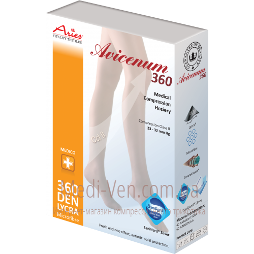 Компрессионные чулки Aries Avicenum 360 2 класс компрессии черные закрытый носок