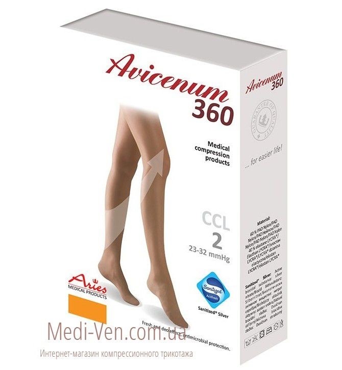 Компрессионные чулки с КРУЖЕВНОЙ РЕЗИНКОЙ Aries Avicenum 360 2 класс компрессии закрытый носок