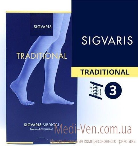 Компрессионный ЧУЛОК НА ОДНУ НОГУ Sigvaris Medical Traditional 3 класс компрессии открытый носок