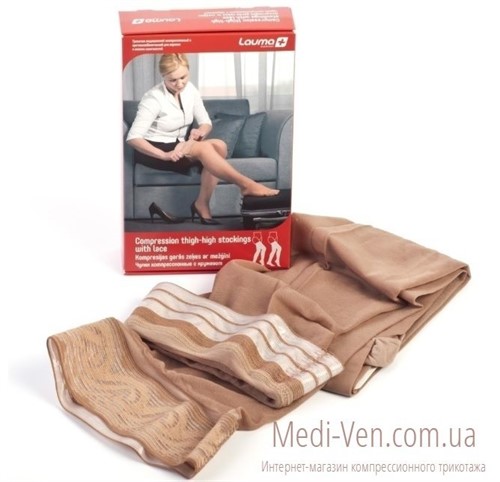 Компрессионные чулки Lauma medical 2 класс компрессии открытый носок, кружевная резинка