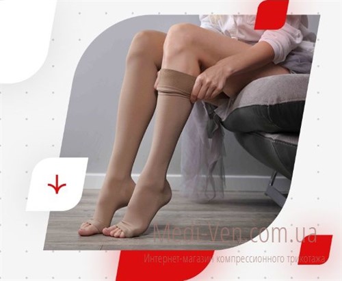 60% ХЛОПОК компрессионные чулки Lauma medical 2 класс компрессии открытый носок строгая резинка