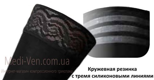 Компрессионные чулки с КРУЖЕВНОЙ РЕЗИНКОЙ Aries Avicenum 140 1 класс компрессии черные