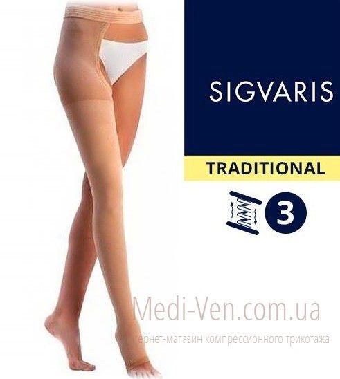 Компрессионный ЧУЛОК НА ОДНУ НОГУ Sigvaris Medical Traditional 3 класс компрессии открытый носок