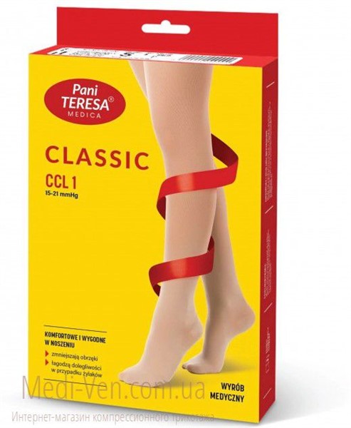Женские компрессионные колготки Pani Teresa 1 класс компрессии закрытый носок (с мыском)