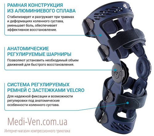 Стабилизирующий коленный ортез Bauerfeind GenuTrain SecuTec Genu - для уменьшения болей и внешней стабилизации коленного сустава - Германия