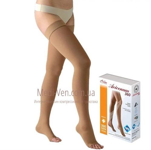 Компрессионные чулки Aries Avicenum 360 2 класс компрессии бежевые открытый носок