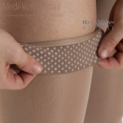 Компрессионные чулки Relaxsan Medicale Premium 2 класс компрессии СТРОГАЯ РЕЗИНКА для женщин и мужчин ОТКРЫТЫЙ НОСОК бежевые - Италия