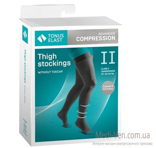 Компрессионные чулки Tonus Elast Lux 2 класс компрессии черные открытый носок