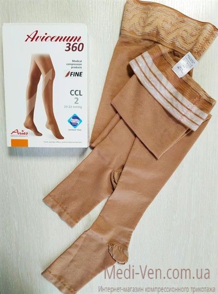 ТОНКИЕ компрессионные чулки Aries Avicenum 360 FINE с кружевной резинкой 2 класс компрессии