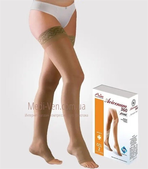ТОНКИЕ компрессионные чулки Aries Avicenum 360 FINE с кружевной резинкой 2 класс компрессии
