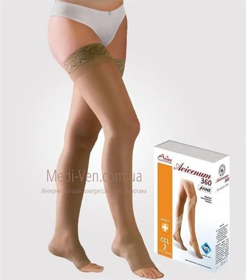ТОНКИЕ компрессионные чулки Aries Avicenum 360 FINE с кружевной резинкой 2 класс компрессии
